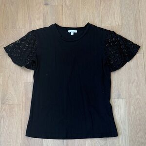 Stella and Dot Maette Black Top with Lace Sleeves